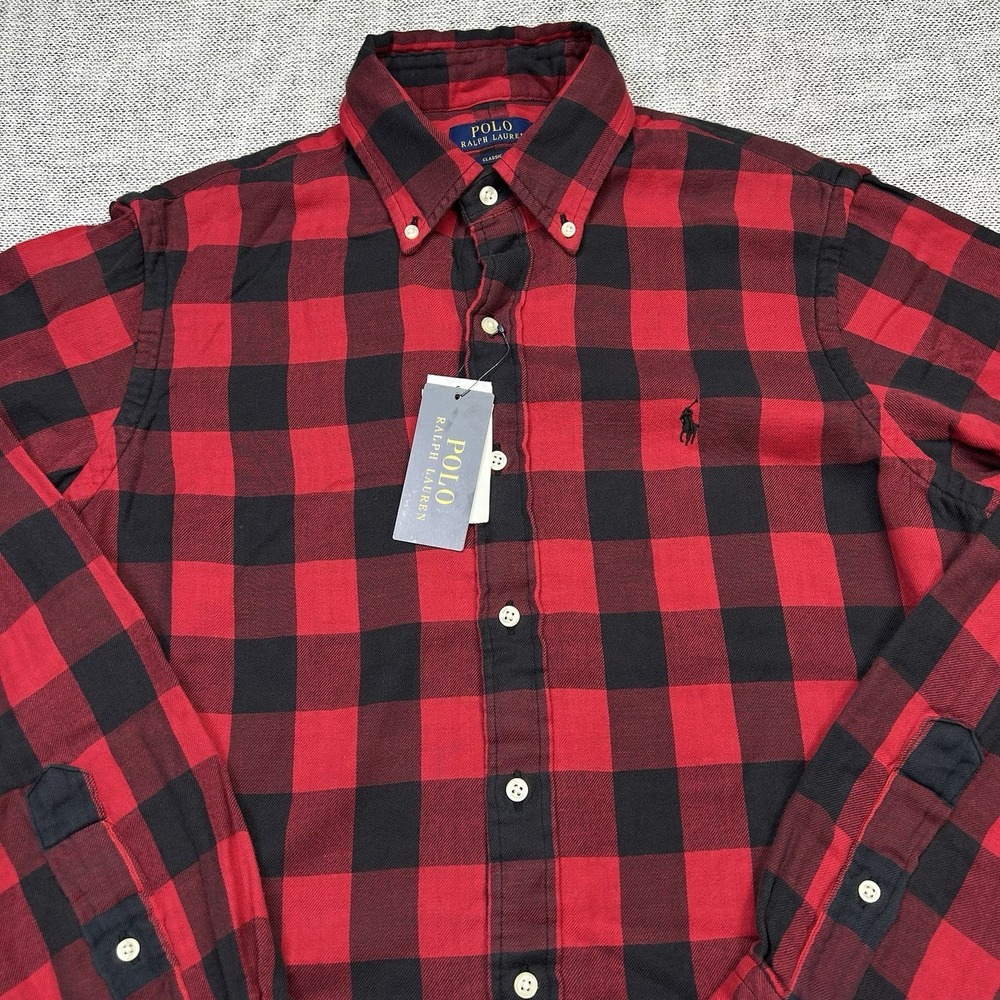 Polo Ralph Lauren Shirt Men's XL Buffalo Plaid Double Faced Flannel Workshirt